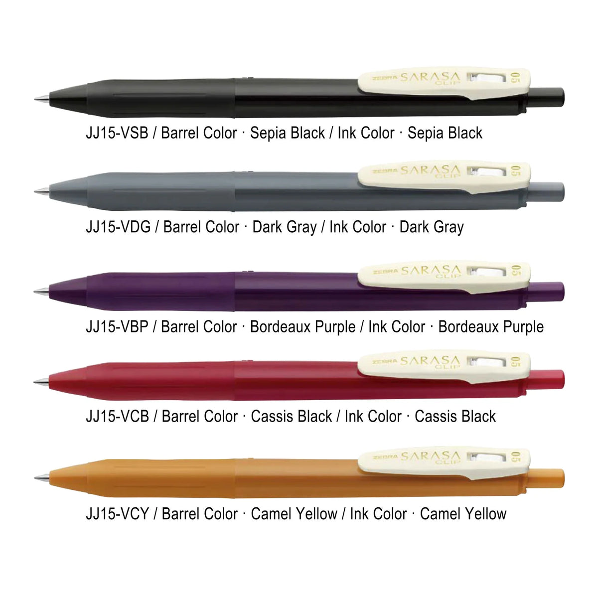 Zebra Sarasa Pens - Set of 5 (Vintage Colors)